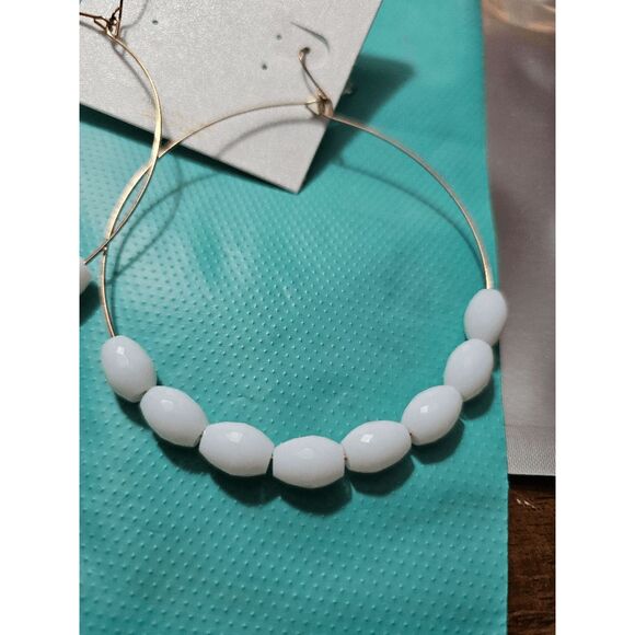 Natasha Coture Hoop Beaded Statement Earrings NWOT - Picture 3 of 4